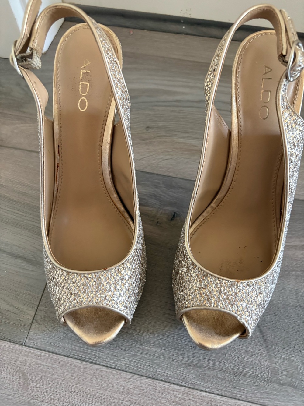 ALDO SLINGBACK GLITTER HEELS - Picture 3 of 8